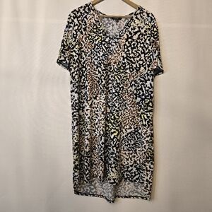Christian Siriano Women's Size XXL V-neck short sleeve drapey print dress